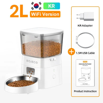 2L Automatic Cat Feeder WIFI Smart Pet Food Dispenser for Dry Food Dogs Kibble Dispenser with Remote Control Accessories
