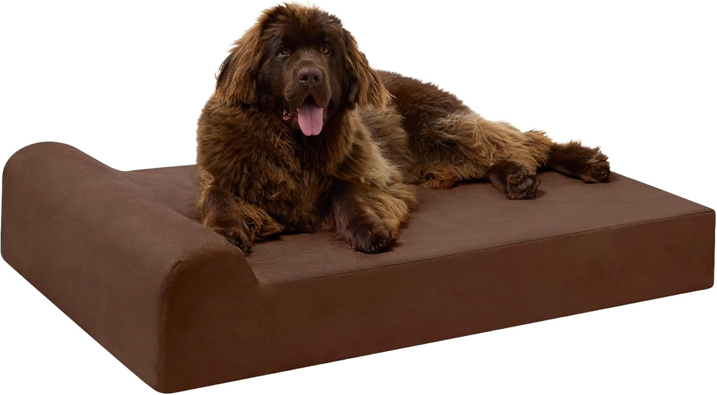 Barker Beds XL Orthopedic Dog Bed - 7" Pillow Top with Headrest - 75-120 Lbs - Memory Foam for Joint Pain & Arthritis - Vet Recommended, Washable Cover - Made in USA - 52"X36"X7" - Charcoal