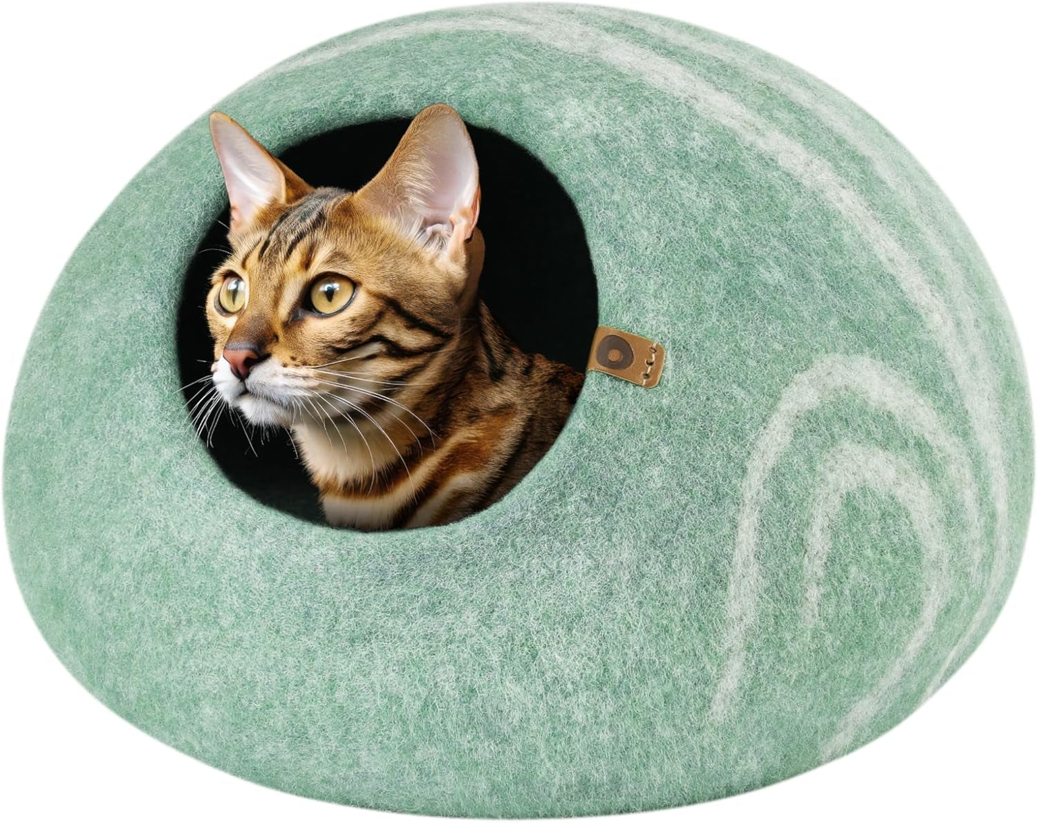 Cat Cave – Premium Felt Cat Bed Enclosure for Indoor Cats, Handmade Merino Wool (Slate Grey, Large)