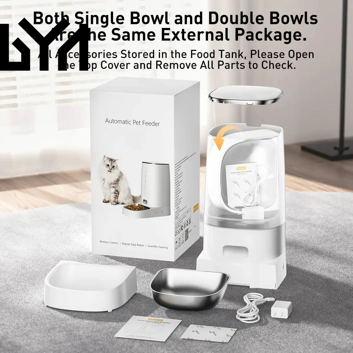ROJECO Automatic Cat Feeder Pet Smart Wifi Cat Food Kibble Dispenser Remote Control Auto Feeder for Cat Dog Dry Food Accessories