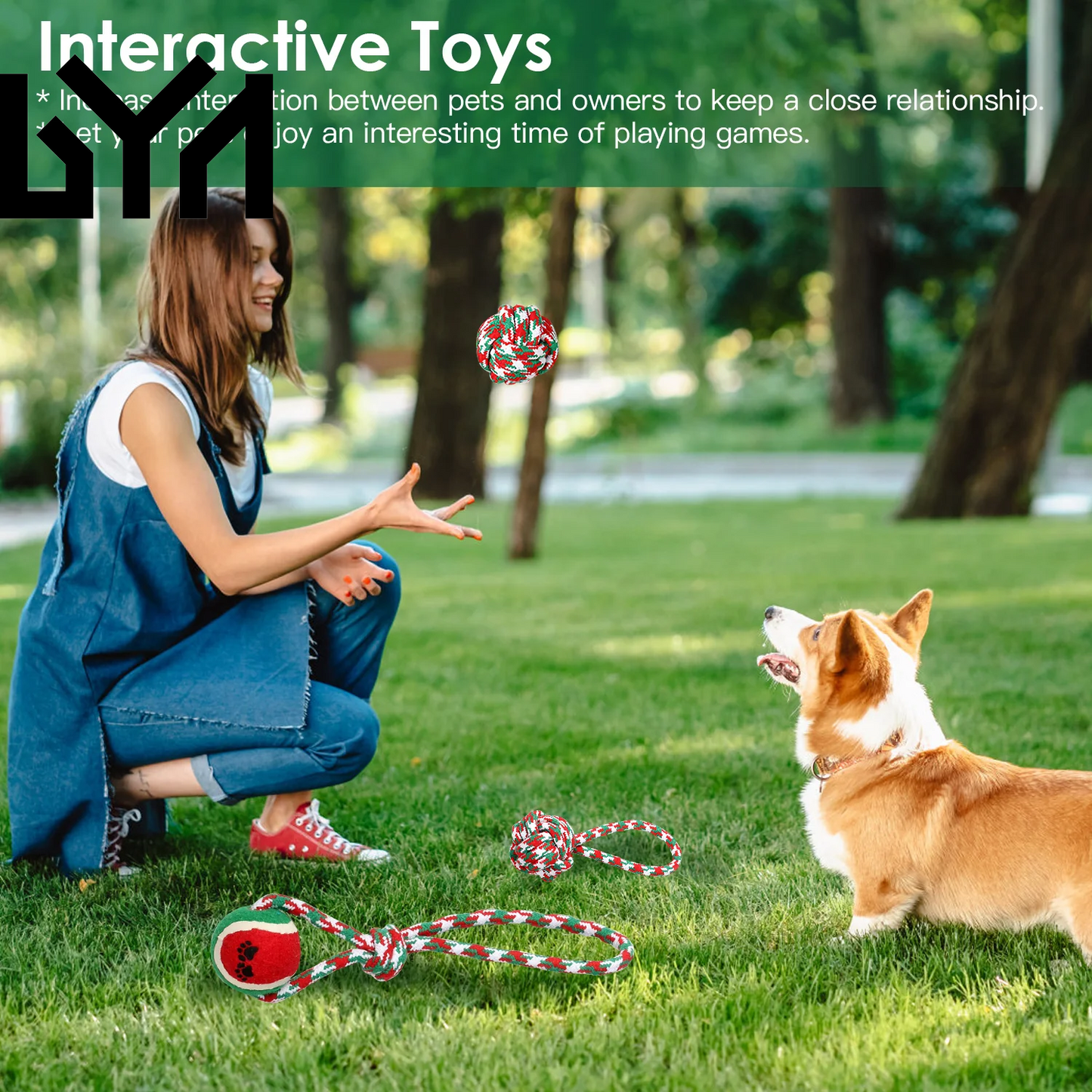 Set of 5Pcs Christmas Dog Rope Chew Toys Dog Interactive Toys Set for Puppy Small Medium Aggressive Chewers Dogs Training Teething Playing