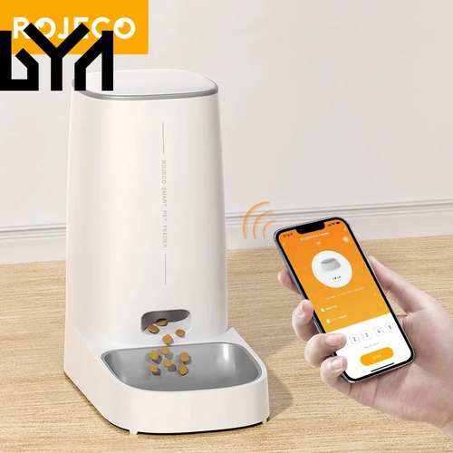 ROJECO Automatic Cat Feeder Pet Smart Wifi Cat Food Kibble Dispenser Remote Control Auto Feeder for Cat Dog Dry Food Accessories