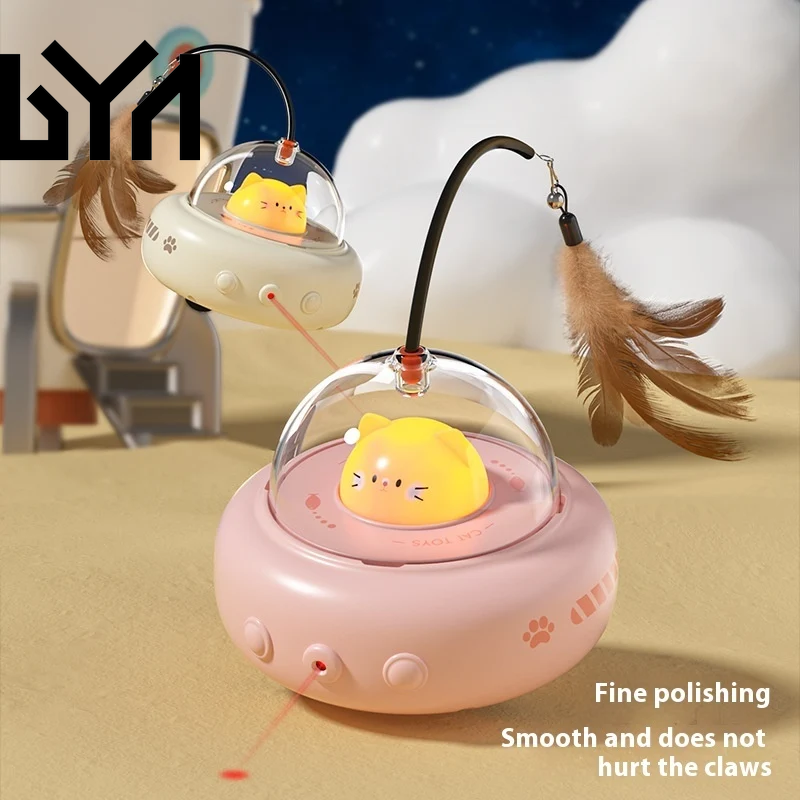 Smart Teaser Cat Toy Electric UFO Cat Teaser Stick with Bell Training Pet Toys Replaceable Feather Interactive Cat Supplies Pet Supplies Pets Products