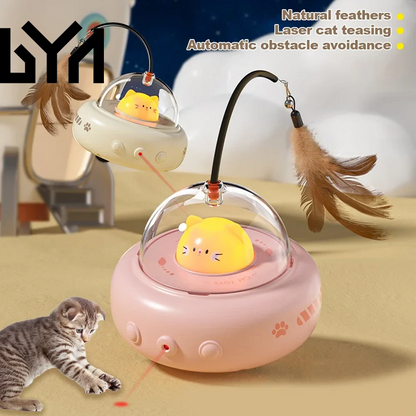 Smart Teaser Cat Toy Electric UFO Cat Teaser Stick with Bell Training Pet Toys Replaceable Feather Interactive Cat Supplies Pet Supplies Pets Products