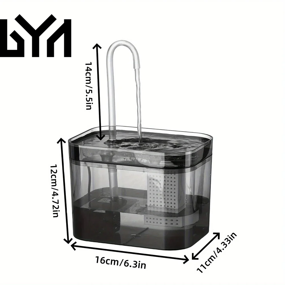 Cat Water Fountain with USB Auto Filter Recirculate Transparent Black Cat Drinker Ultra-Quiet Automatic Pet Drinking Dispenser