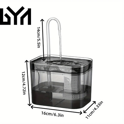 Cat Water Fountain with USB Auto Filter Recirculate Transparent Black Cat Drinker Ultra-Quiet Automatic Pet Drinking Dispenser