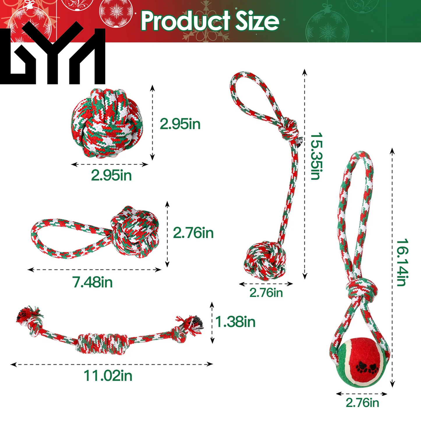 Set of 5Pcs Christmas Dog Rope Chew Toys Dog Interactive Toys Set for Puppy Small Medium Aggressive Chewers Dogs Training Teething Playing