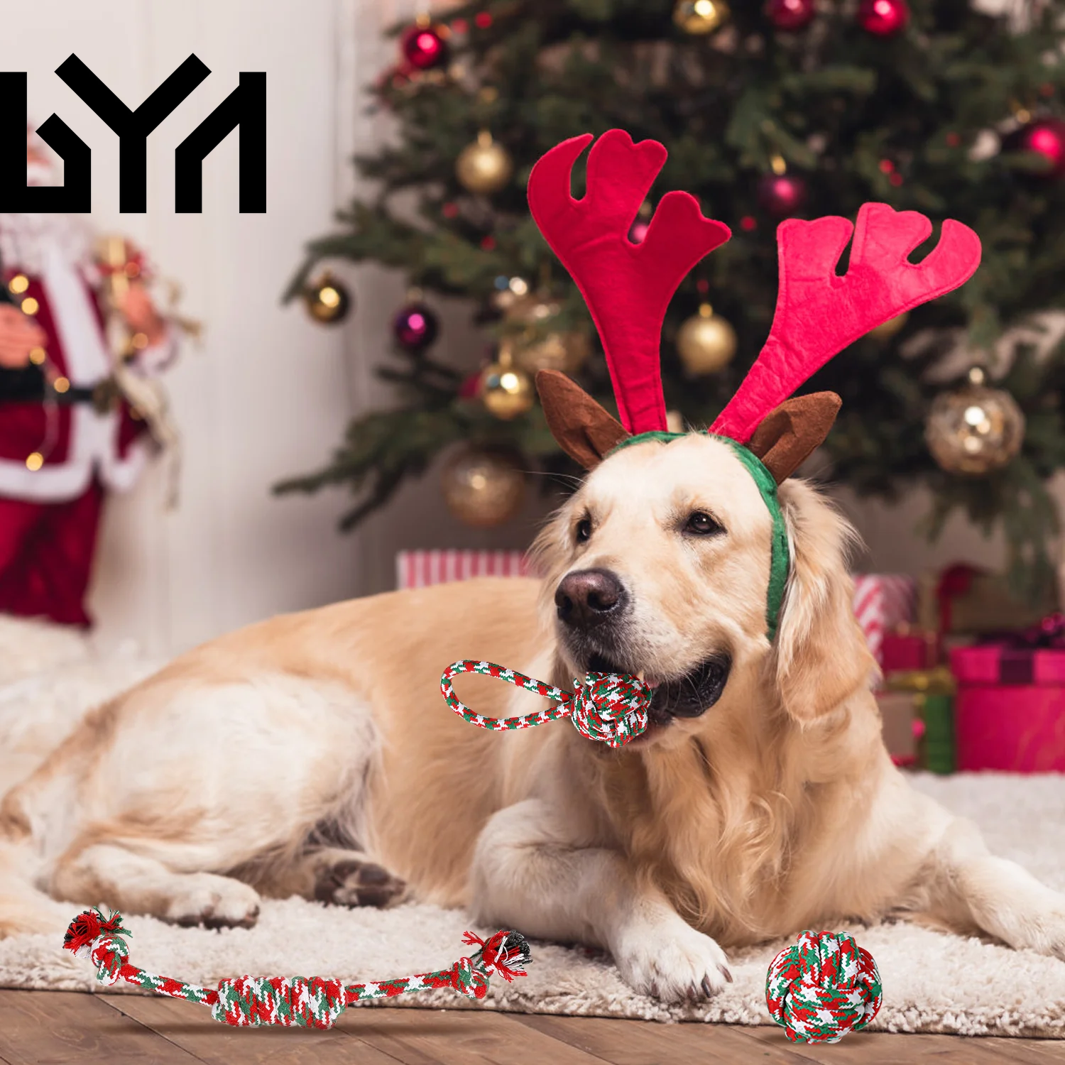 Set of 5Pcs Christmas Dog Rope Chew Toys Dog Interactive Toys Set for Puppy Small Medium Aggressive Chewers Dogs Training Teething Playing