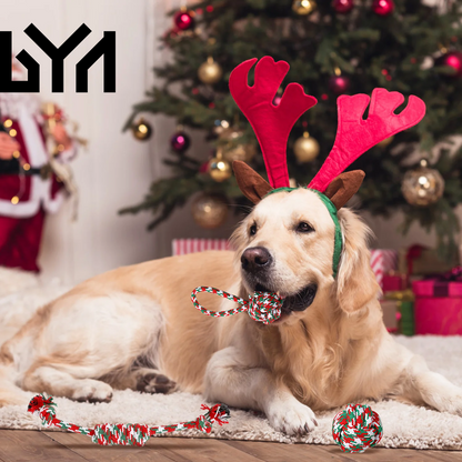 Set of 5Pcs Christmas Dog Rope Chew Toys Dog Interactive Toys Set for Puppy Small Medium Aggressive Chewers Dogs Training Teething Playing