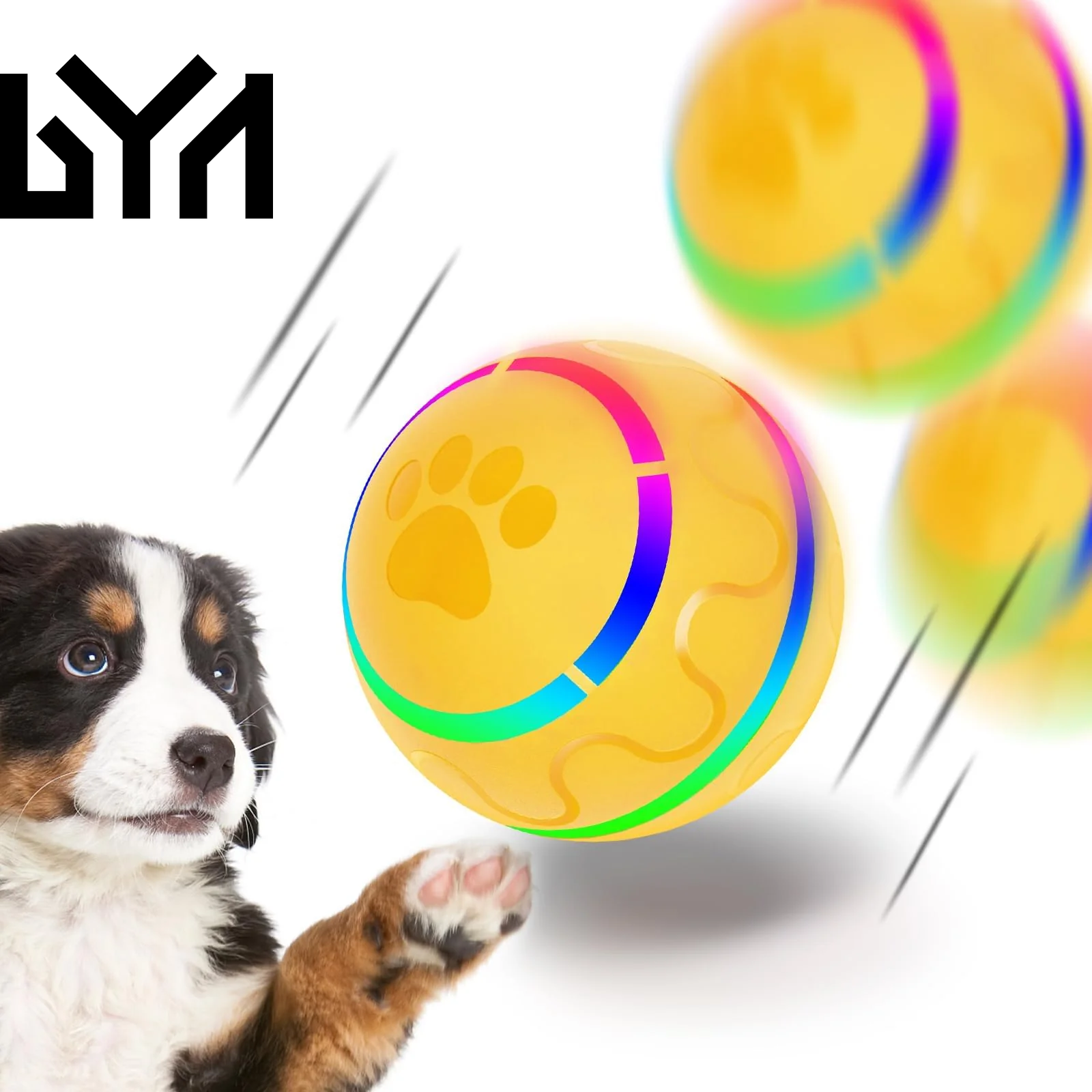 Peppy Pet Ball for Dogs, Interactive Dog Toy Durable Automatic Rolling Ball with Led Flash Lights for Small Medium Dogs Breed, Wicked Ball with Motion Activat Bpa-Free USB Rechargeable