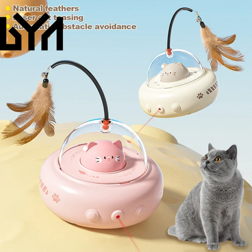 Smart Teaser Cat Toy Electric UFO Cat Teaser Stick with Bell Training Pet Toys Replaceable Feather Interactive Cat Supplies Pet Supplies Pets Products