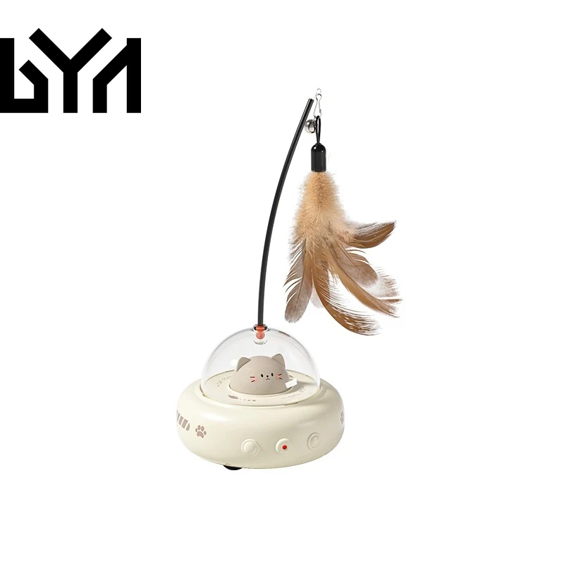 Smart Teaser Cat Toy Electric UFO Cat Teaser Stick with Bell Training Pet Toys Replaceable Feather Interactive Cat Supplies Pet Supplies Pets Products