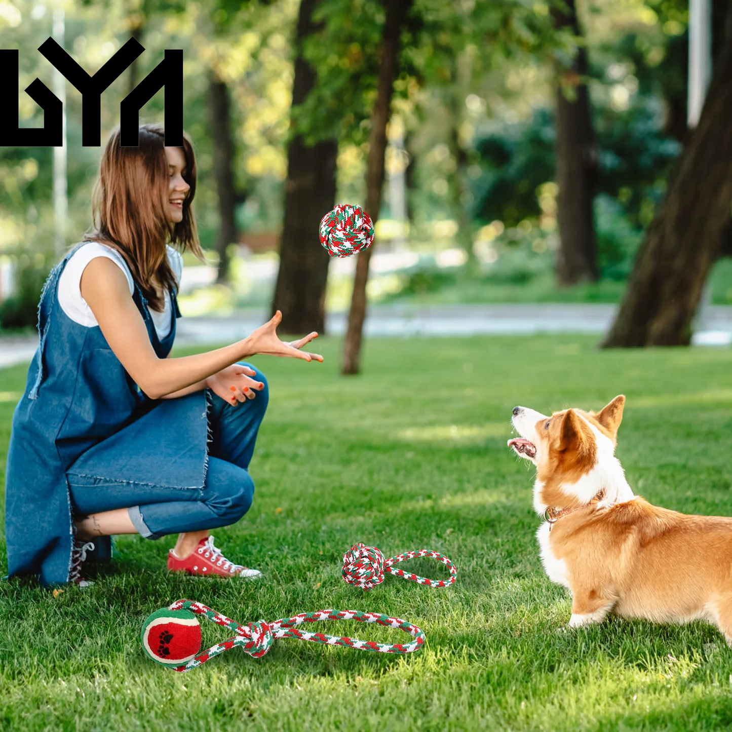 Set of 5Pcs Christmas Dog Rope Chew Toys Dog Interactive Toys Set for Puppy Small Medium Aggressive Chewers Dogs Training Teething Playing