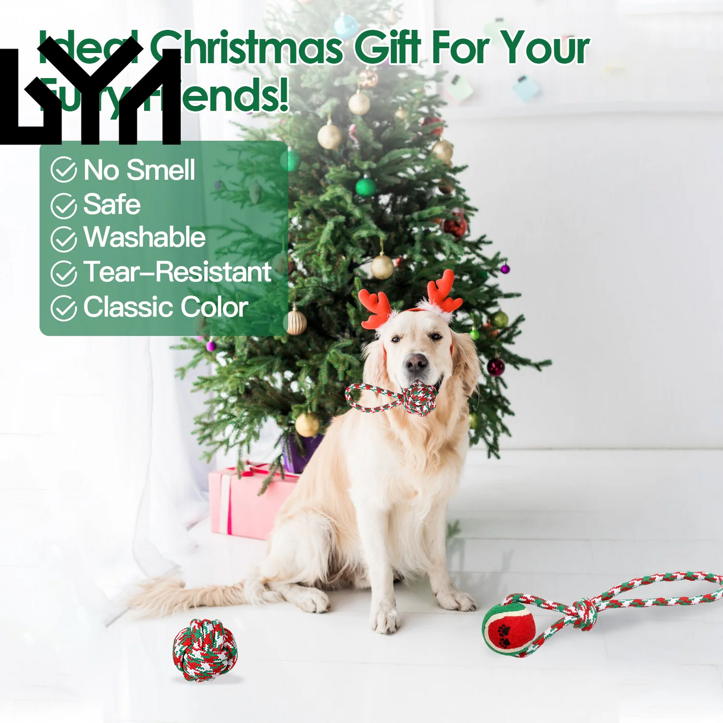 Set of 5Pcs Christmas Dog Rope Chew Toys Dog Interactive Toys Set for Puppy Small Medium Aggressive Chewers Dogs Training Teething Playing