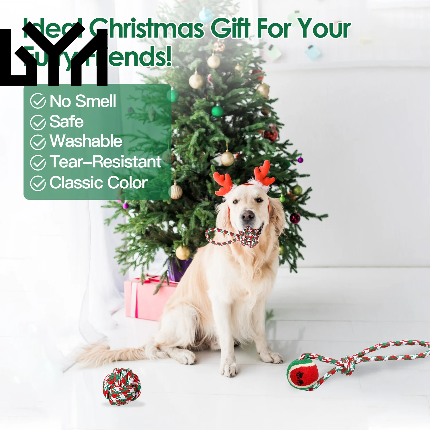 Set of 5Pcs Christmas Dog Rope Chew Toys Dog Interactive Toys Set for Puppy Small Medium Aggressive Chewers Dogs Training Teething Playing