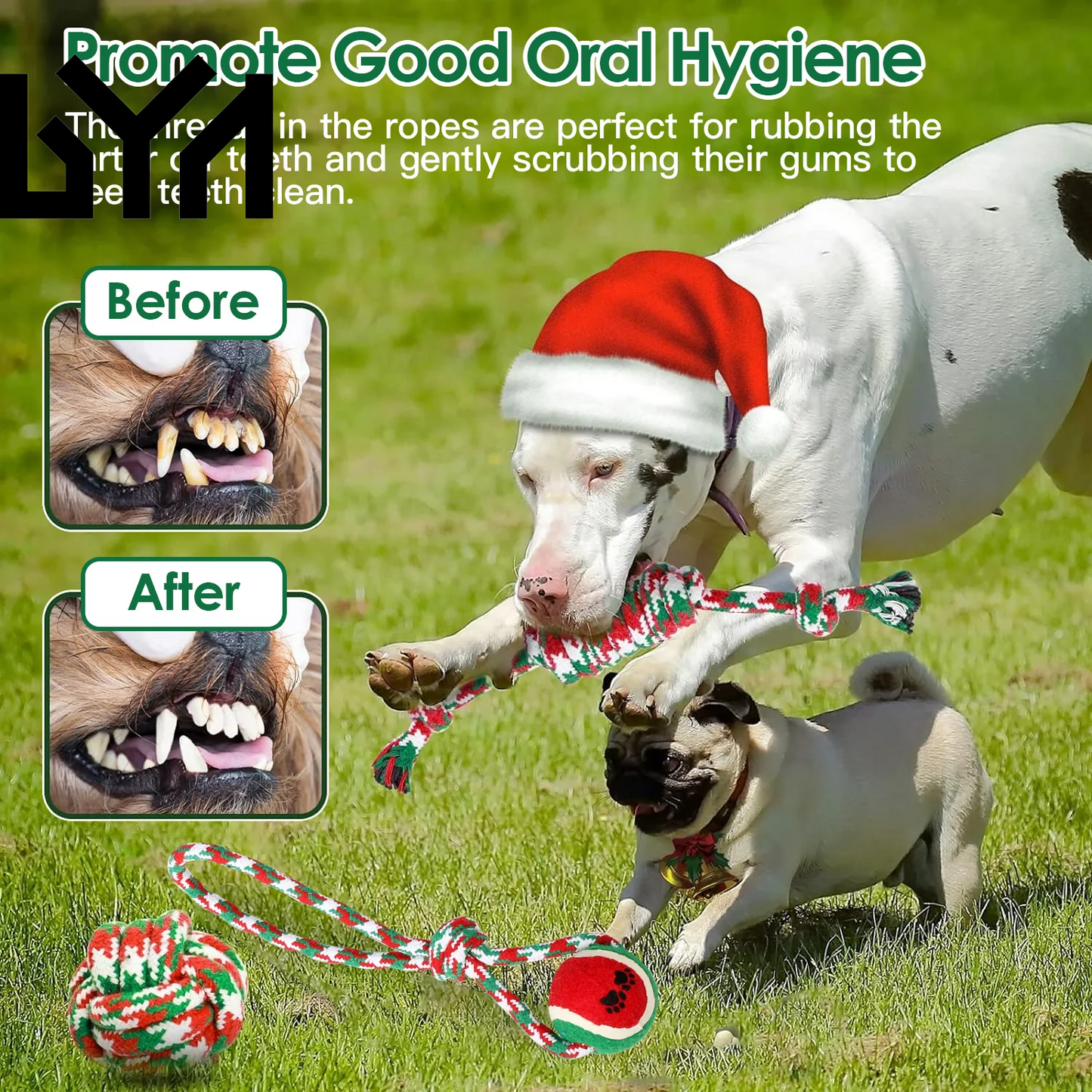 Set of 5Pcs Christmas Dog Rope Chew Toys Dog Interactive Toys Set for Puppy Small Medium Aggressive Chewers Dogs Training Teething Playing