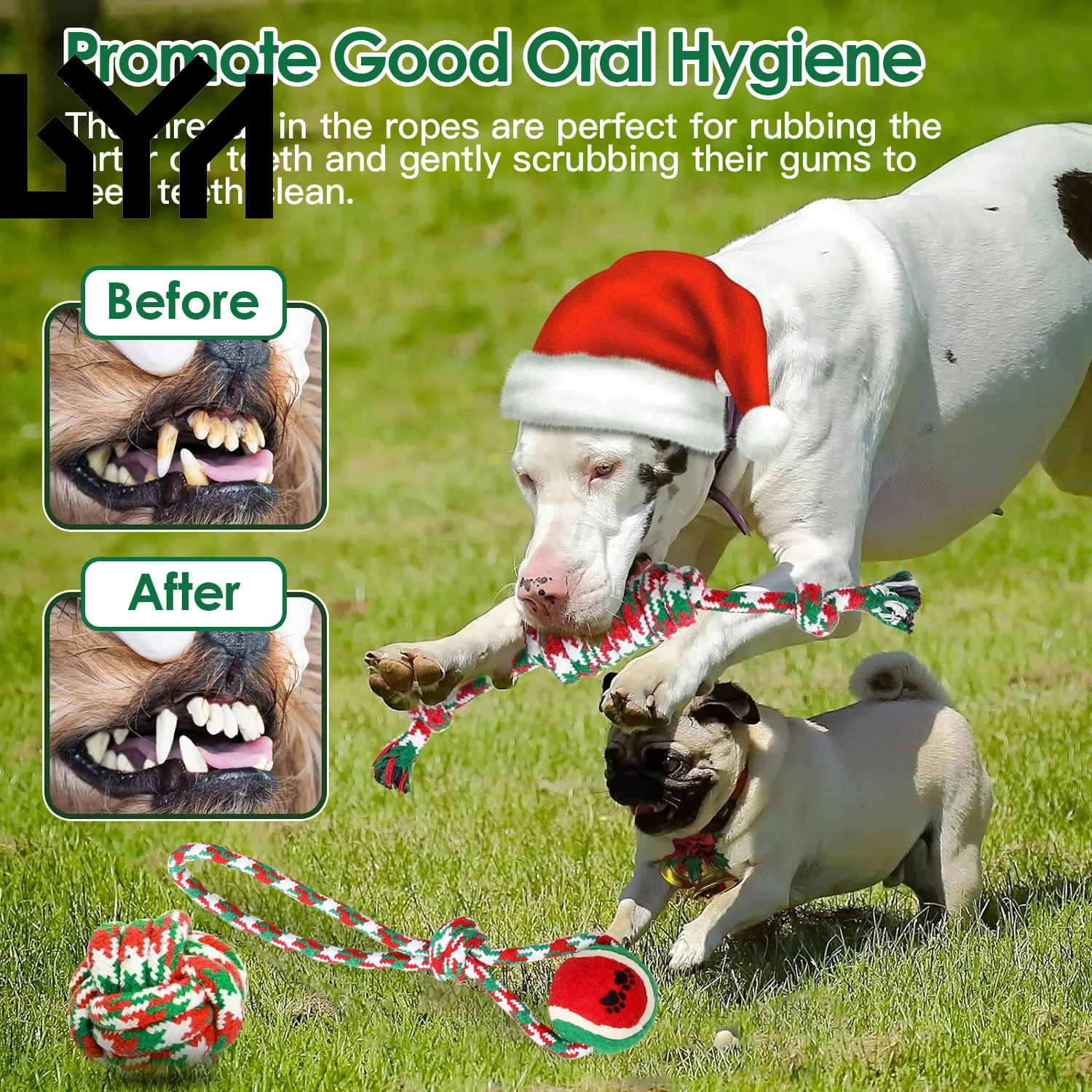 Set of 5Pcs Christmas Dog Rope Chew Toys Dog Interactive Toys Set for Puppy Small Medium Aggressive Chewers Dogs Training Teething Playing