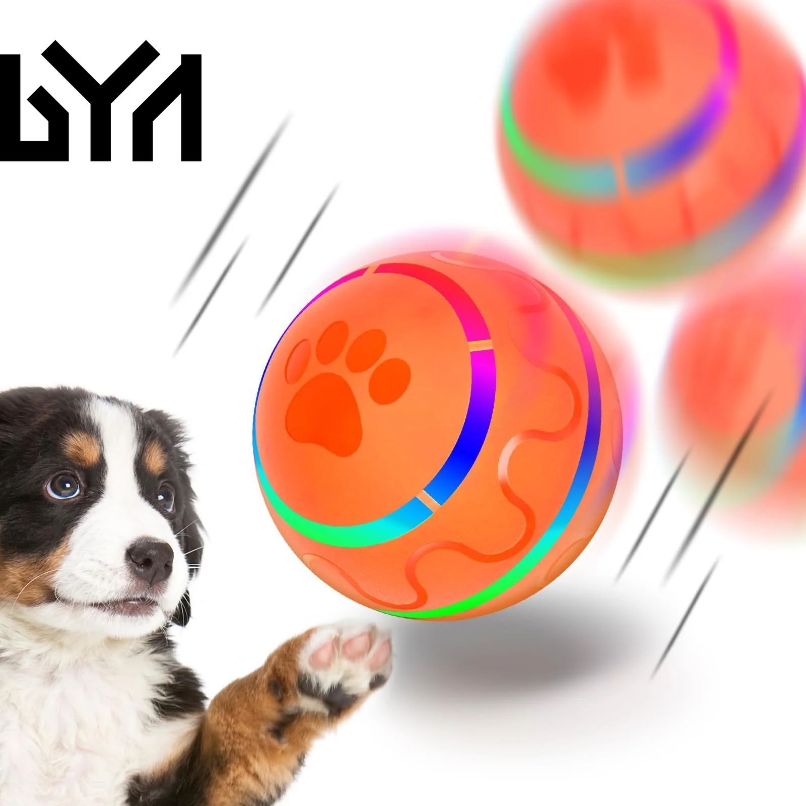 Peppy Pet Ball for Dogs, Interactive Dog Toy Durable Automatic Rolling Ball with Led Flash Lights for Small Medium Dogs Breed, Wicked Ball with Motion Activat Bpa-Free USB Rechargeable