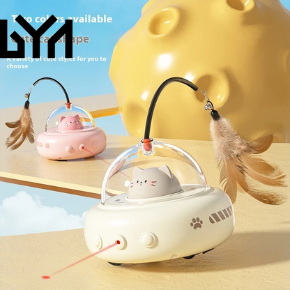 Smart Teaser Cat Toy Electric UFO Cat Teaser Stick with Bell Training Pet Toys Replaceable Feather Interactive Cat Supplies Pet Supplies Pets Products