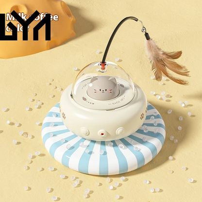 Smart Teaser Cat Toy Electric UFO Cat Teaser Stick with Bell Training Pet Toys Replaceable Feather Interactive Cat Supplies Pet Supplies Pets Products