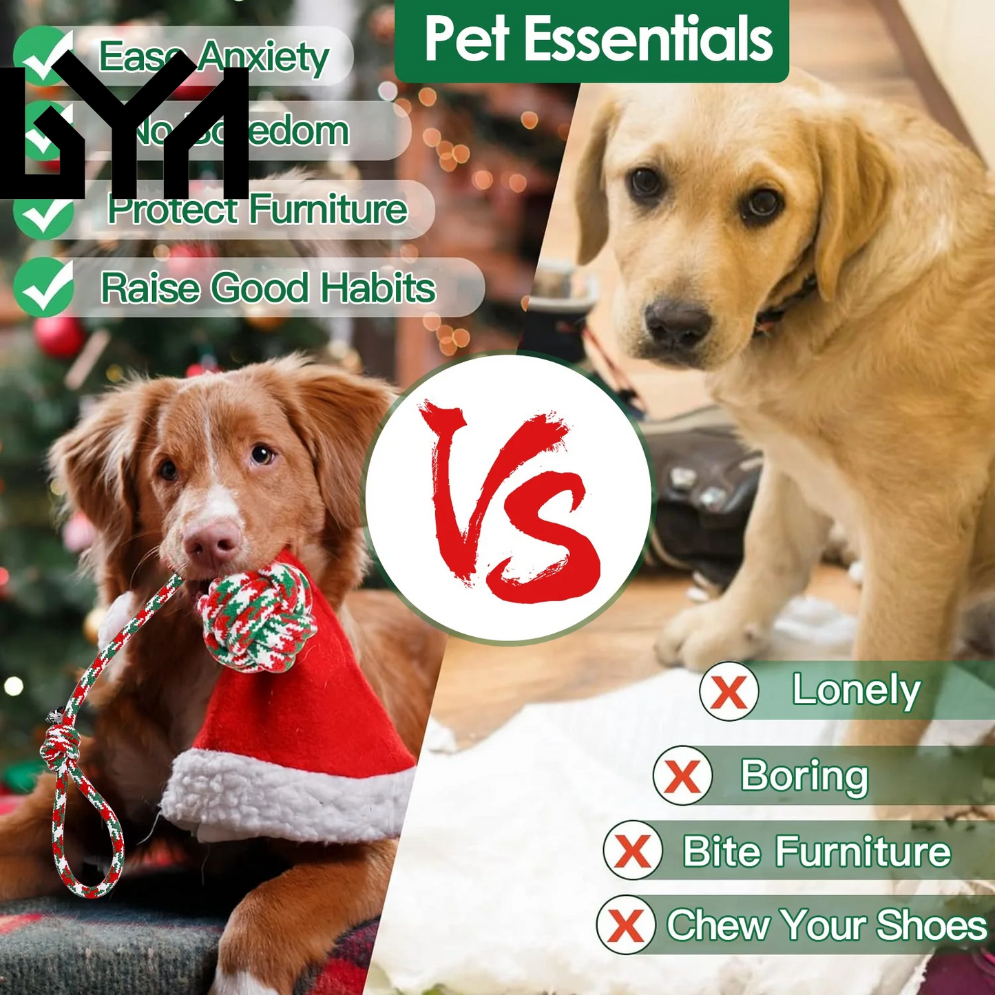 Set of 5Pcs Christmas Dog Rope Chew Toys Dog Interactive Toys Set for Puppy Small Medium Aggressive Chewers Dogs Training Teething Playing
