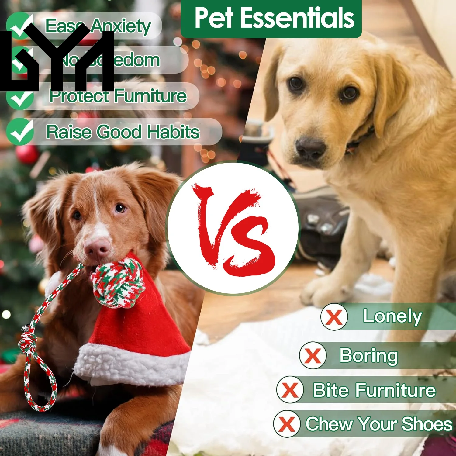 Set of 5Pcs Christmas Dog Rope Chew Toys Dog Interactive Toys Set for Puppy Small Medium Aggressive Chewers Dogs Training Teething Playing