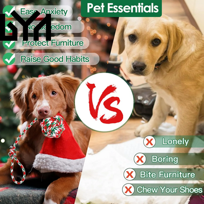 Set of 5Pcs Christmas Dog Rope Chew Toys Dog Interactive Toys Set for Puppy Small Medium Aggressive Chewers Dogs Training Teething Playing
