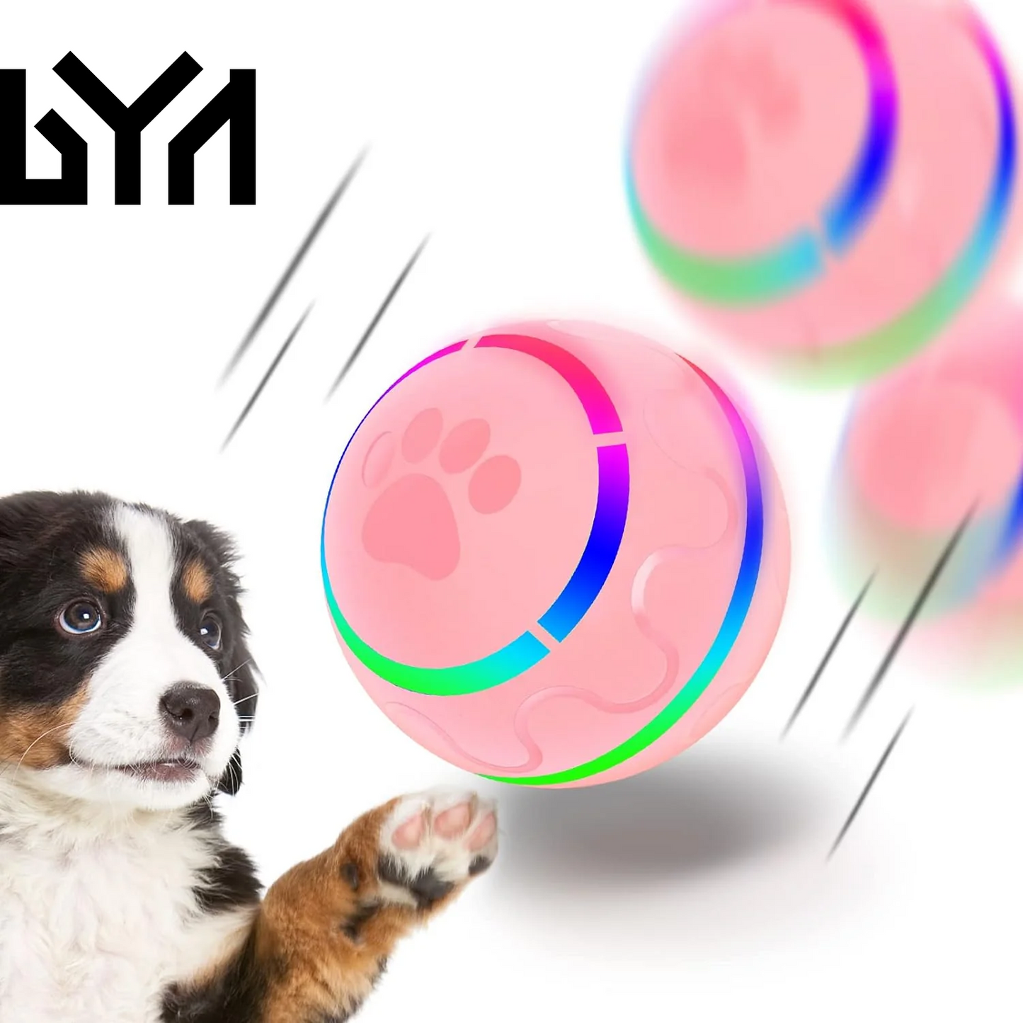 Peppy Pet Ball for Dogs, Interactive Dog Toy Durable Automatic Rolling Ball with Led Flash Lights for Small Medium Dogs Breed, Wicked Ball with Motion Activat Bpa-Free USB Rechargeable