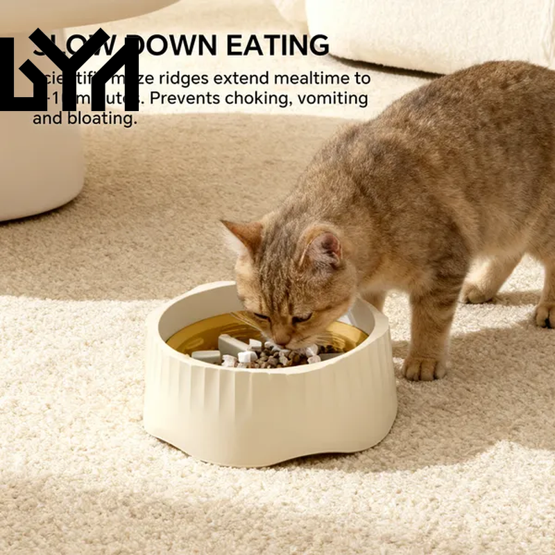 2-In-1 Dual Mode Large Plastic Cat Slow Feeder Bowl, Switchable Fast&Slow Feed