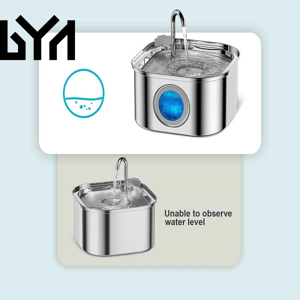 3.2L Stainless Steel Pet Water Feeder Auto Cat Fountain Smart Dog Water Dispenser Visual Window Drinking Bowl Pet Accessories